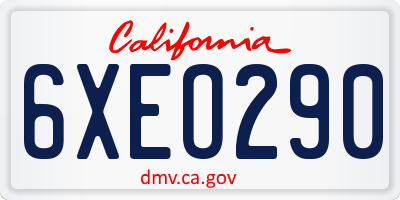 CA license plate 6XEO290