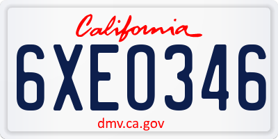 CA license plate 6XEO346