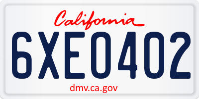 CA license plate 6XEO402
