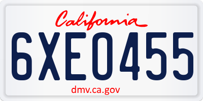CA license plate 6XEO455
