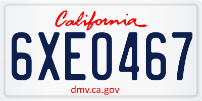 CA license plate 6XEO467