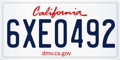 CA license plate 6XEO492