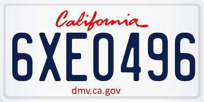CA license plate 6XEO496