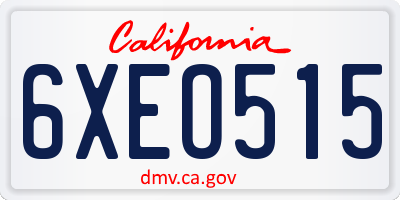 CA license plate 6XEO515