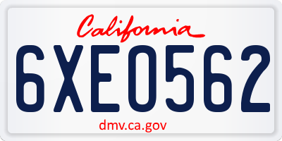 CA license plate 6XEO562