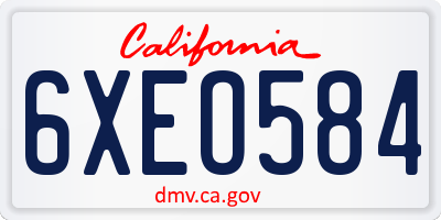 CA license plate 6XEO584