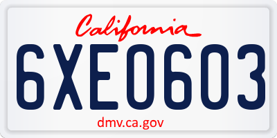 CA license plate 6XEO603