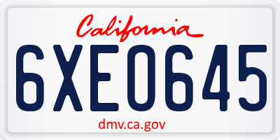 CA license plate 6XEO645