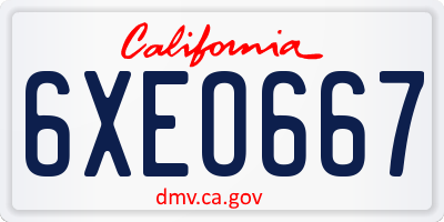 CA license plate 6XEO667