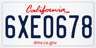 CA license plate 6XEO678