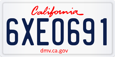CA license plate 6XEO691