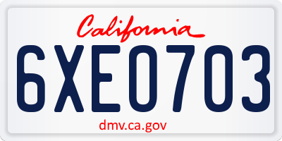 CA license plate 6XEO703