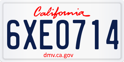 CA license plate 6XEO714