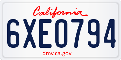 CA license plate 6XEO794