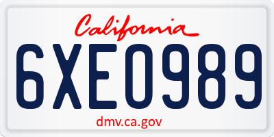 CA license plate 6XEO989