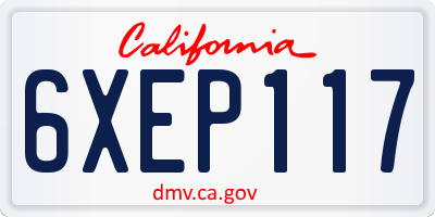CA license plate 6XEP117