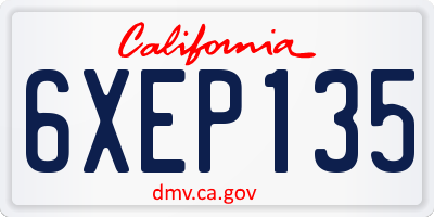 CA license plate 6XEP135