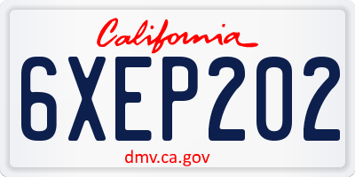 CA license plate 6XEP202