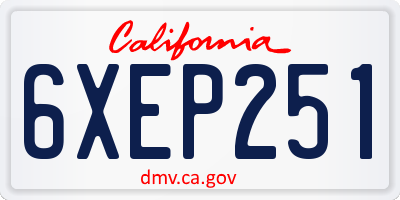 CA license plate 6XEP251