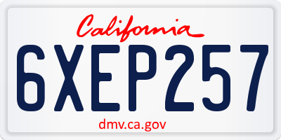 CA license plate 6XEP257