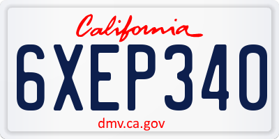 CA license plate 6XEP340