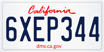 CA license plate 6XEP344