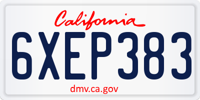 CA license plate 6XEP383