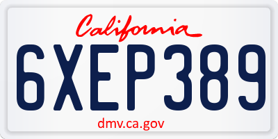 CA license plate 6XEP389