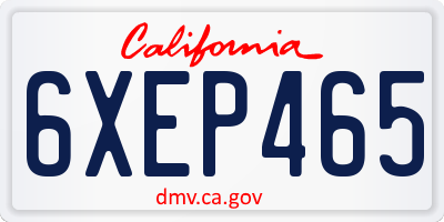 CA license plate 6XEP465