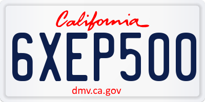 CA license plate 6XEP500