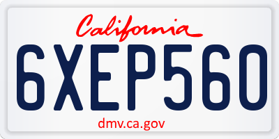 CA license plate 6XEP560