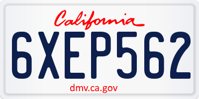 CA license plate 6XEP562