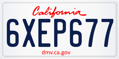 CA license plate 6XEP677