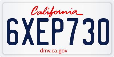 CA license plate 6XEP730