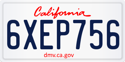 CA license plate 6XEP756