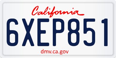 CA license plate 6XEP851