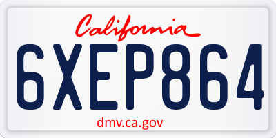 CA license plate 6XEP864