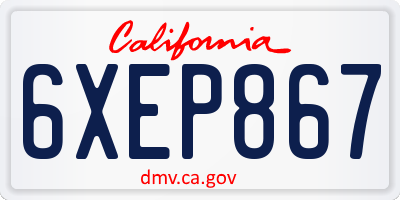 CA license plate 6XEP867