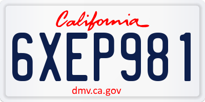 CA license plate 6XEP981
