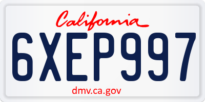 CA license plate 6XEP997
