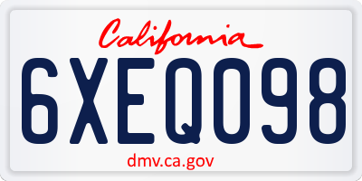 CA license plate 6XEQ098