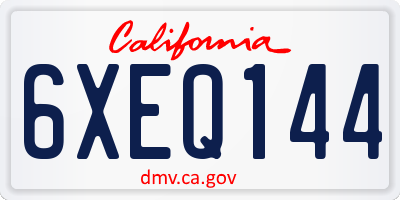 CA license plate 6XEQ144