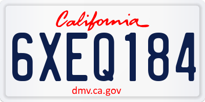 CA license plate 6XEQ184