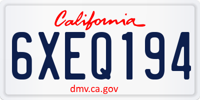 CA license plate 6XEQ194