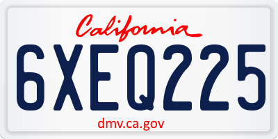 CA license plate 6XEQ225