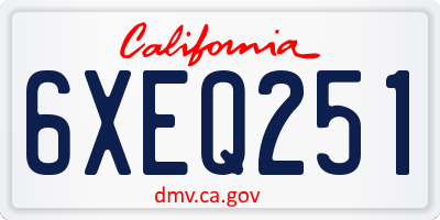 CA license plate 6XEQ251