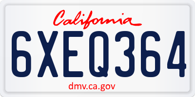 CA license plate 6XEQ364