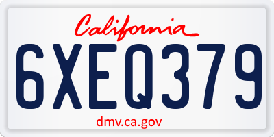 CA license plate 6XEQ379