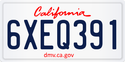 CA license plate 6XEQ391