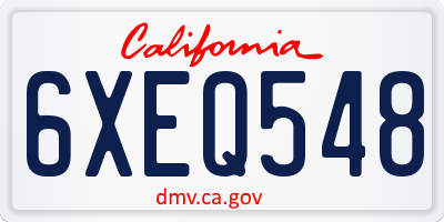 CA license plate 6XEQ548